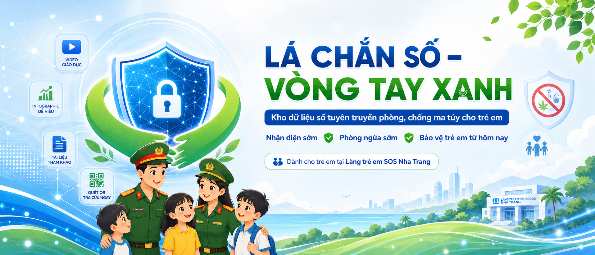 Banner dự án Lá Chắn Số – Vòng Tay Xanh